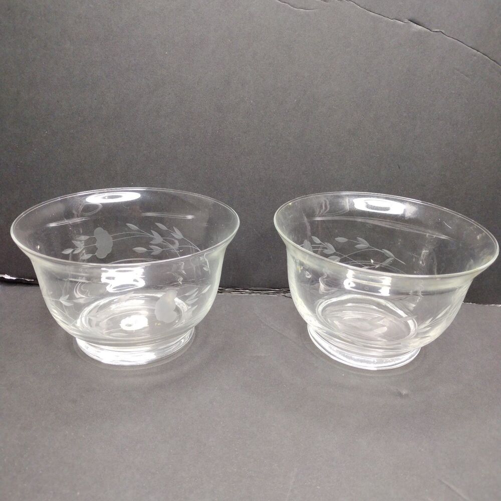 Princess House Hand-Cut Etched Revere Bowls Set of Two